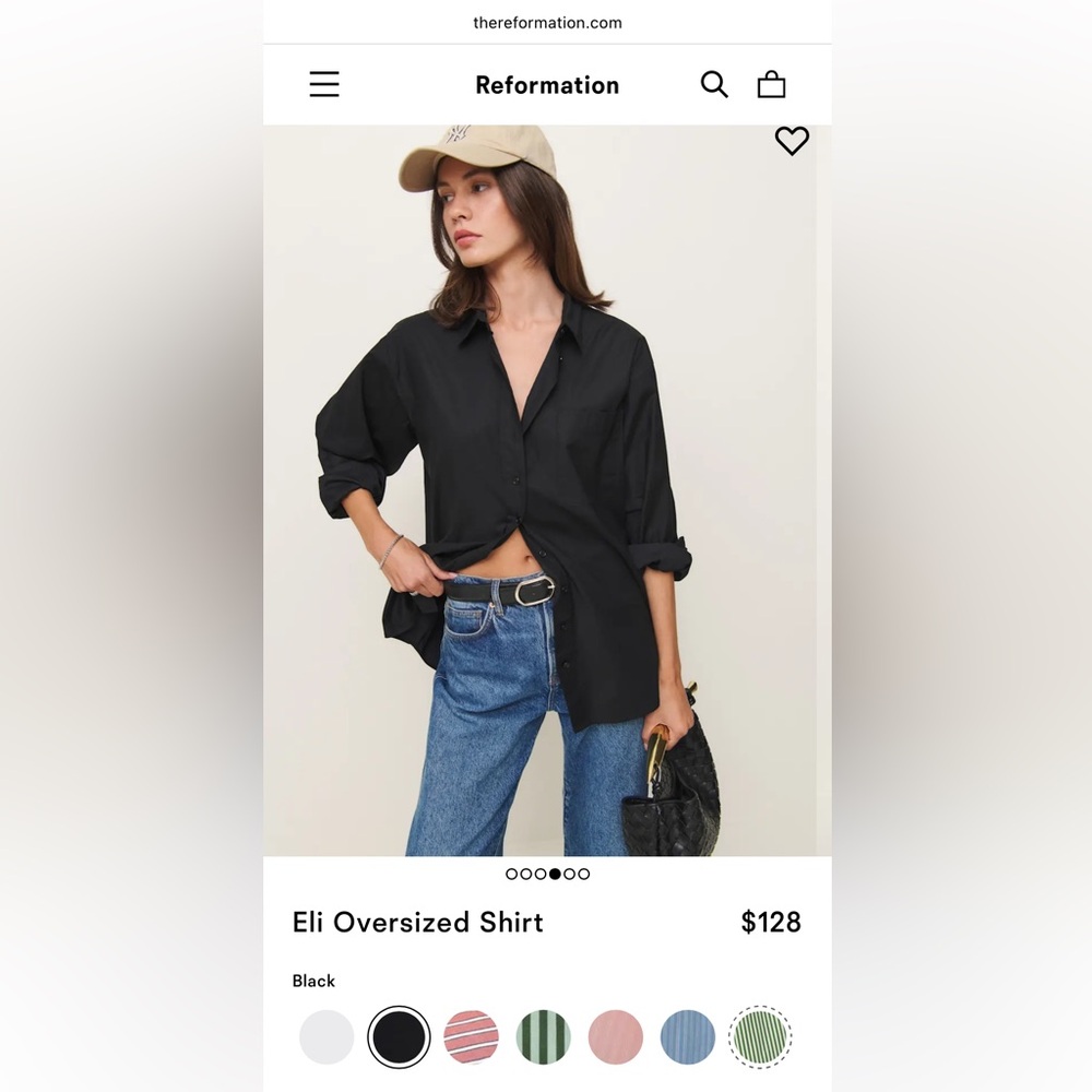 Reformation Eli Oversized Shirt in Black